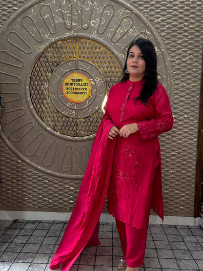Mal Cotton Red Kurta Set