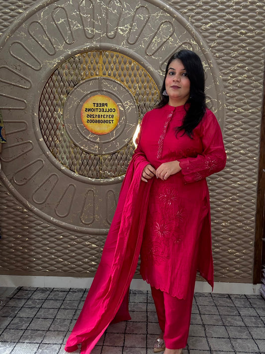 Mal Cotton Red Kurta Set