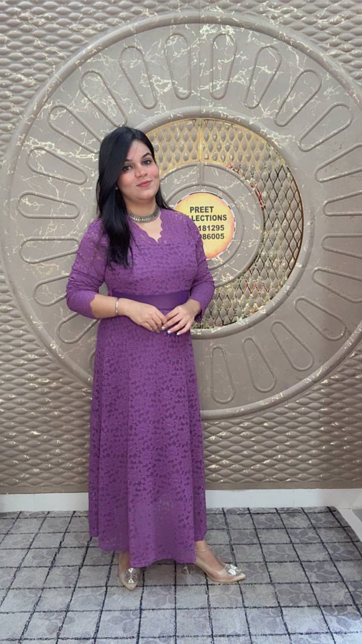 Purple And Blue Imported Net Dress