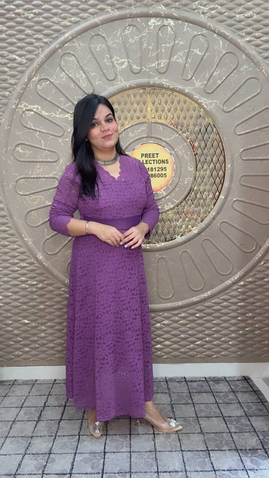 Purple And Blue Imported Net Dress