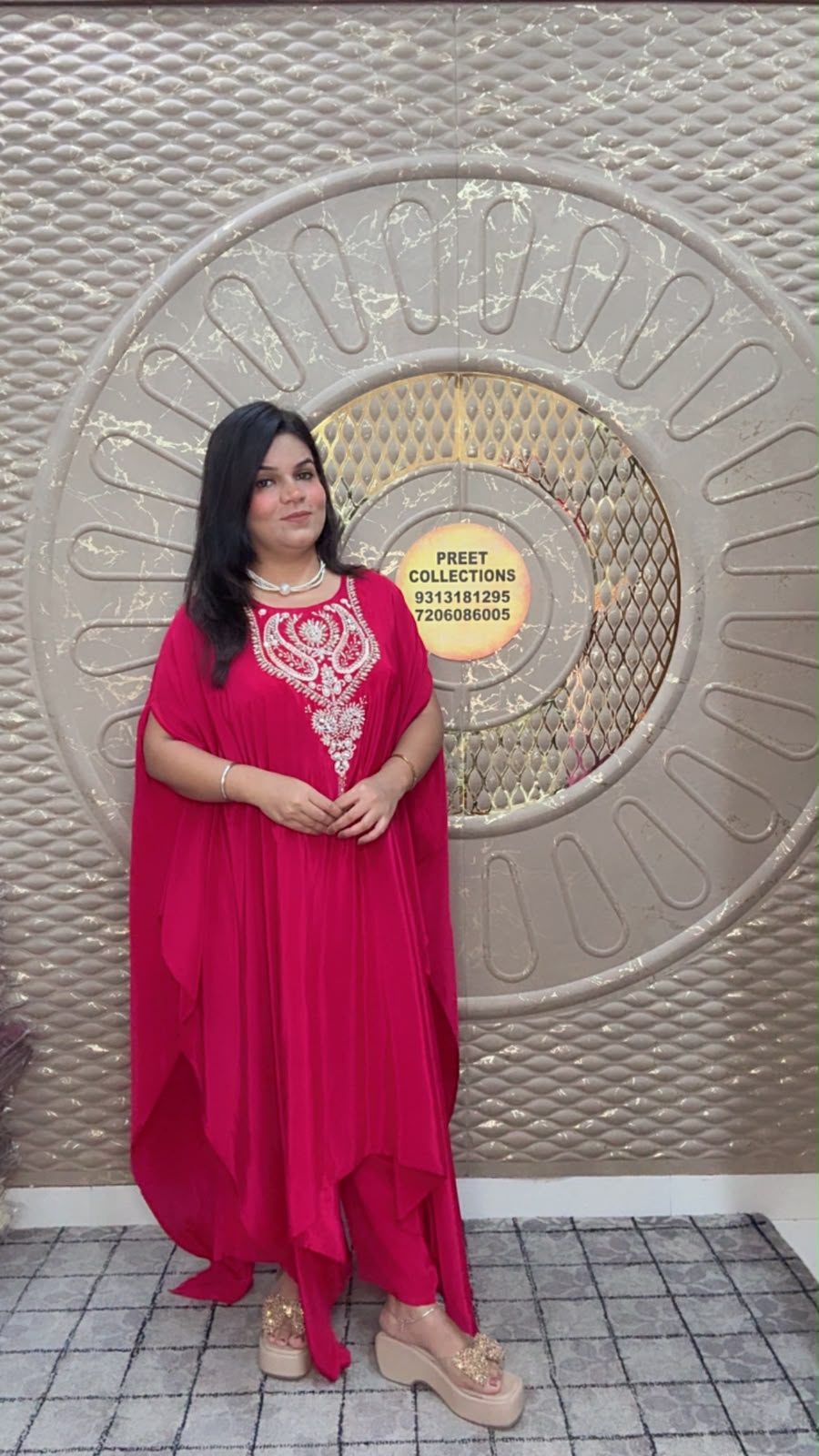 Pink Crepe Kaftan