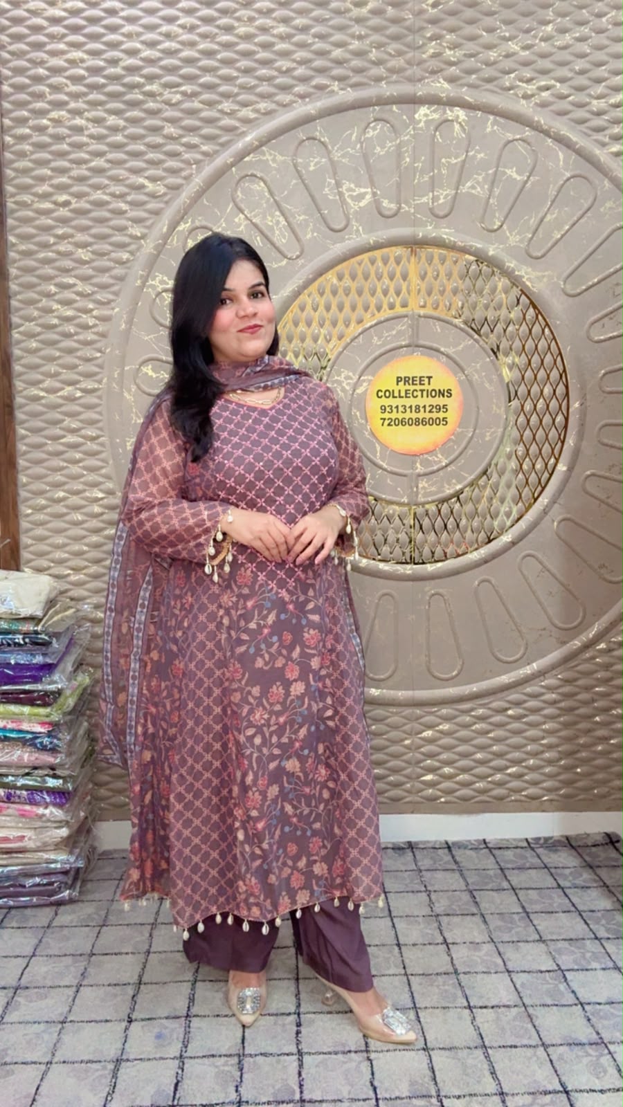 Brown Mal Silk Anarkali Suit