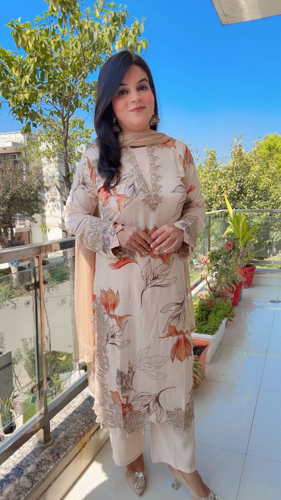 Cream Cotton Reyon Suit