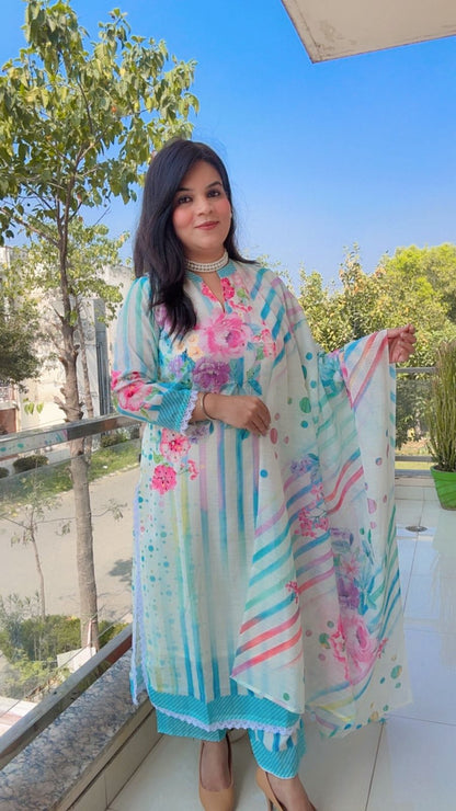 Multicolor Linen Three- Piece suit ✨️