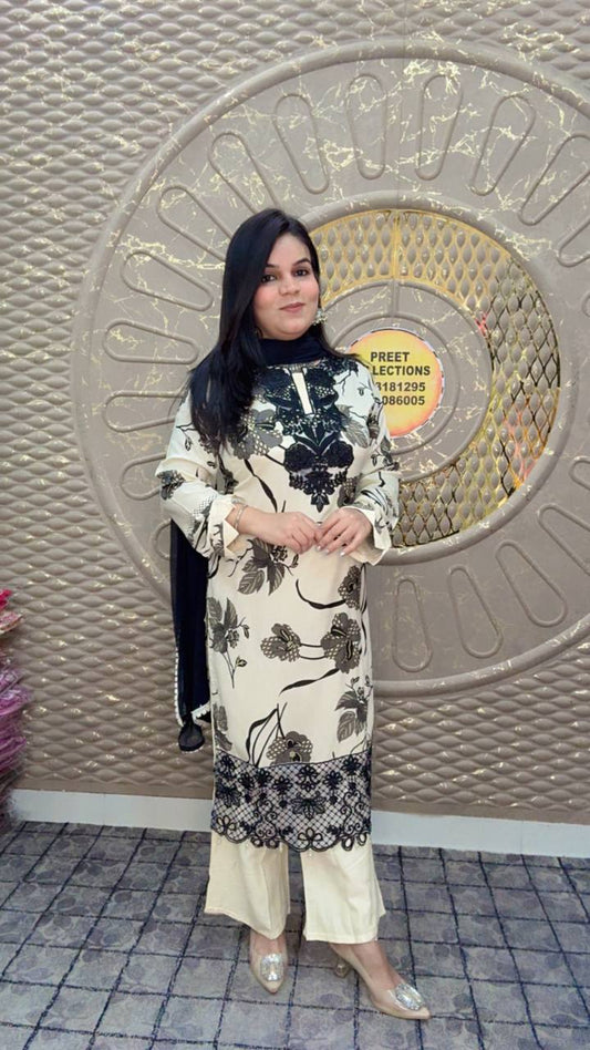 Cream Color Rayon Suit Set