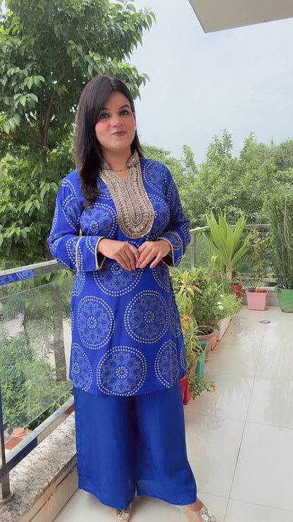 Blue Crepe Cord Set