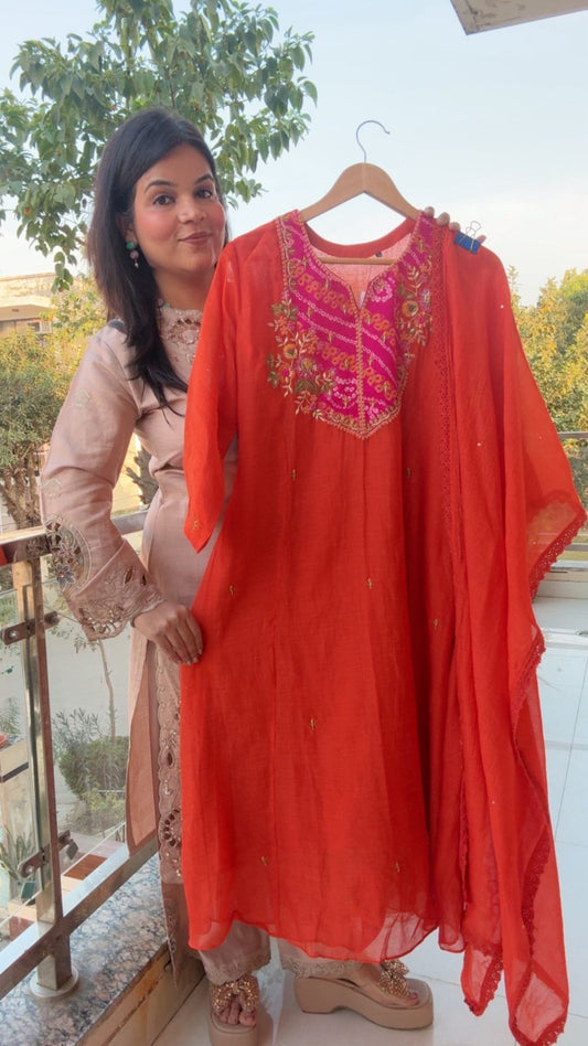 Orange Anarkali suit