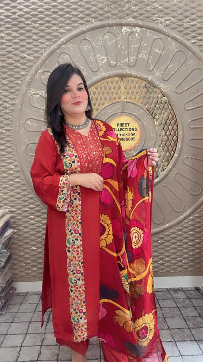 Red Detailed Suit Set