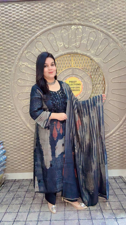 black Embroidered Kurta Set