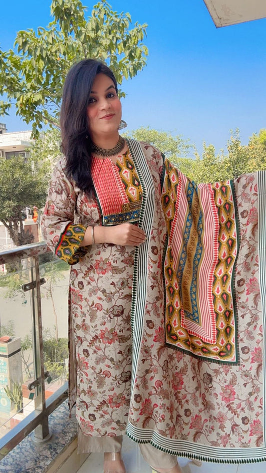 FLORAL PRINTED MUSLIN SUIT
