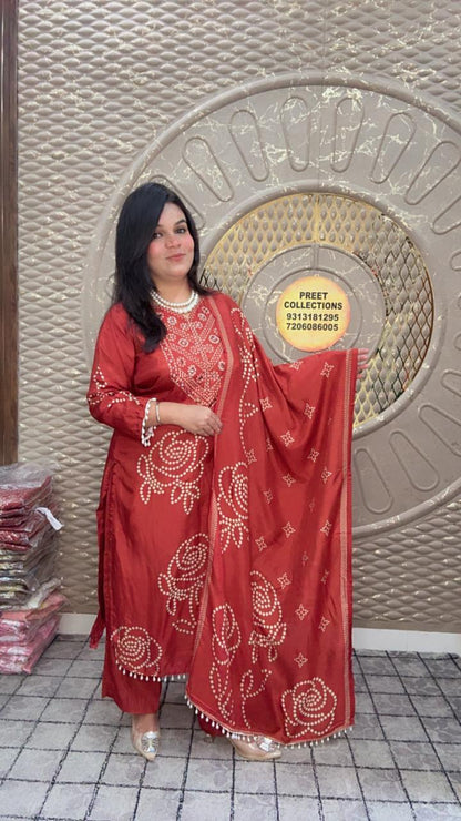 Soch rust Russian Crepe kurta set