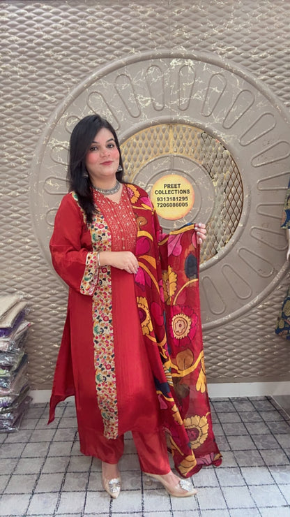 Red Detailed Suit Set