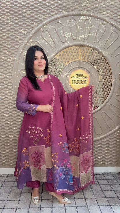 Camila Wine Linen Silk Suit
