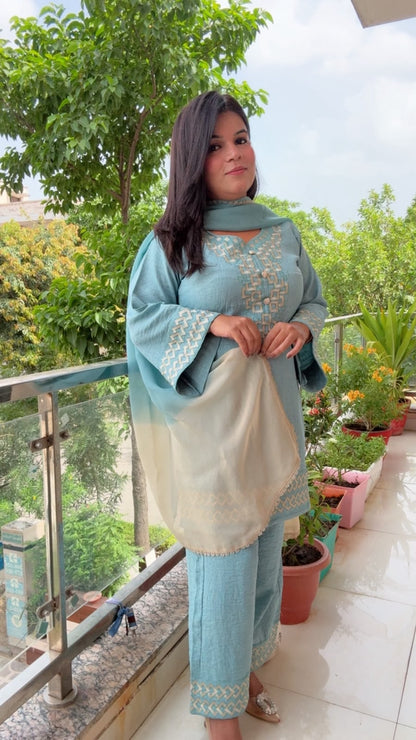 Blue linen Silk suit